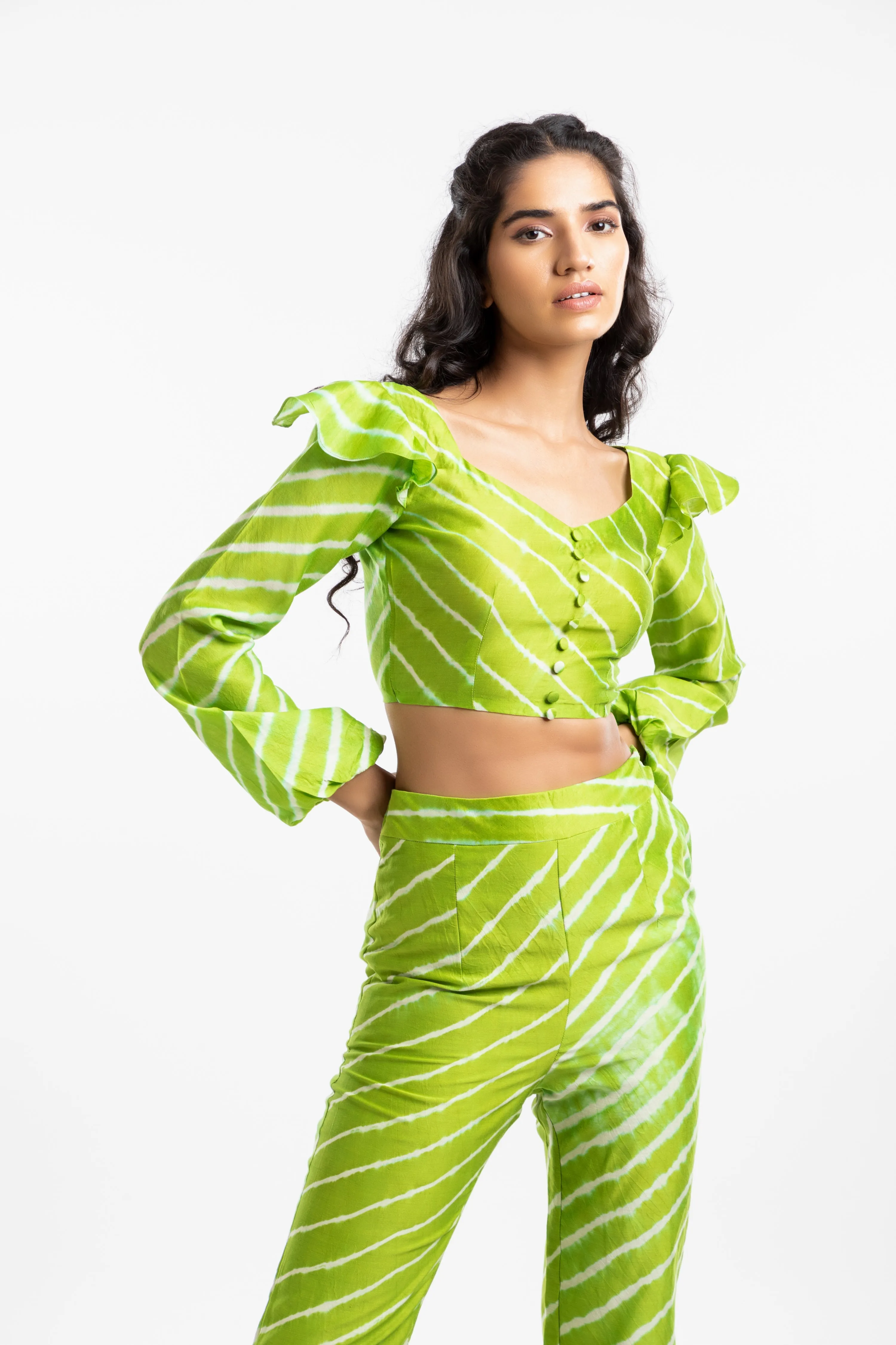 Green Box Pleated Trousers