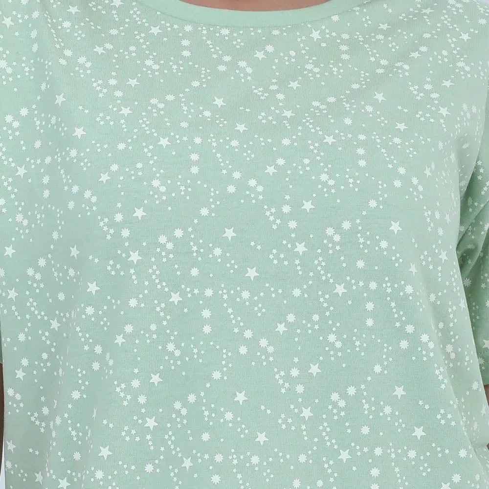 Green Knee Length Cotton Dress