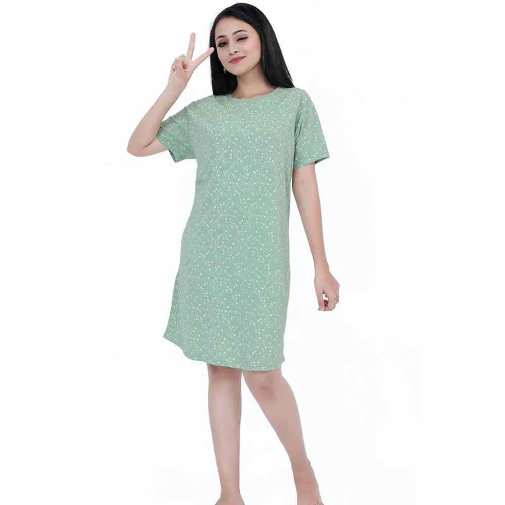 Green Knee Length Cotton Dress
