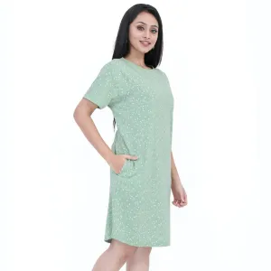 Green Knee Length Cotton Dress