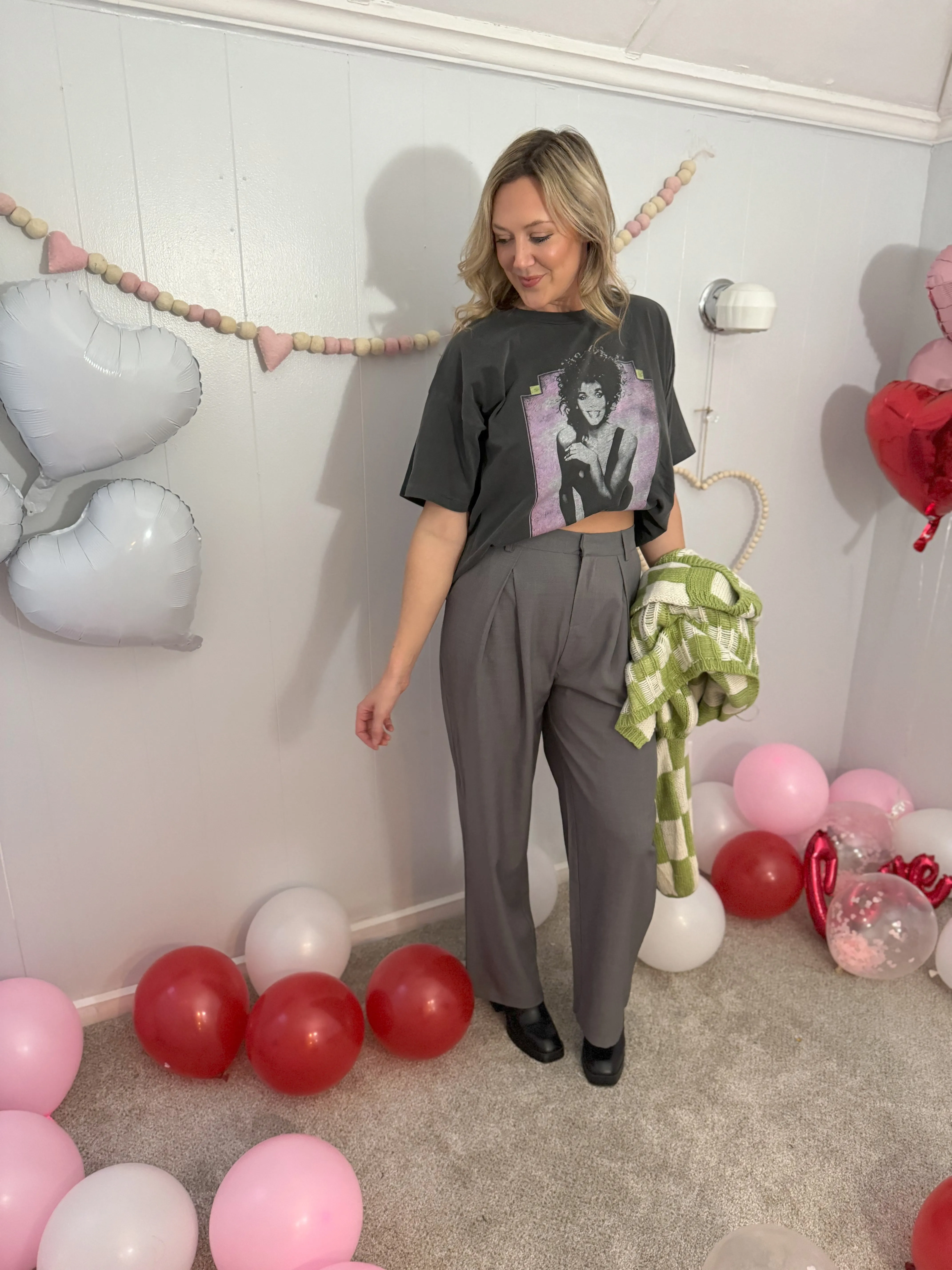Grey High Waisted Trouser