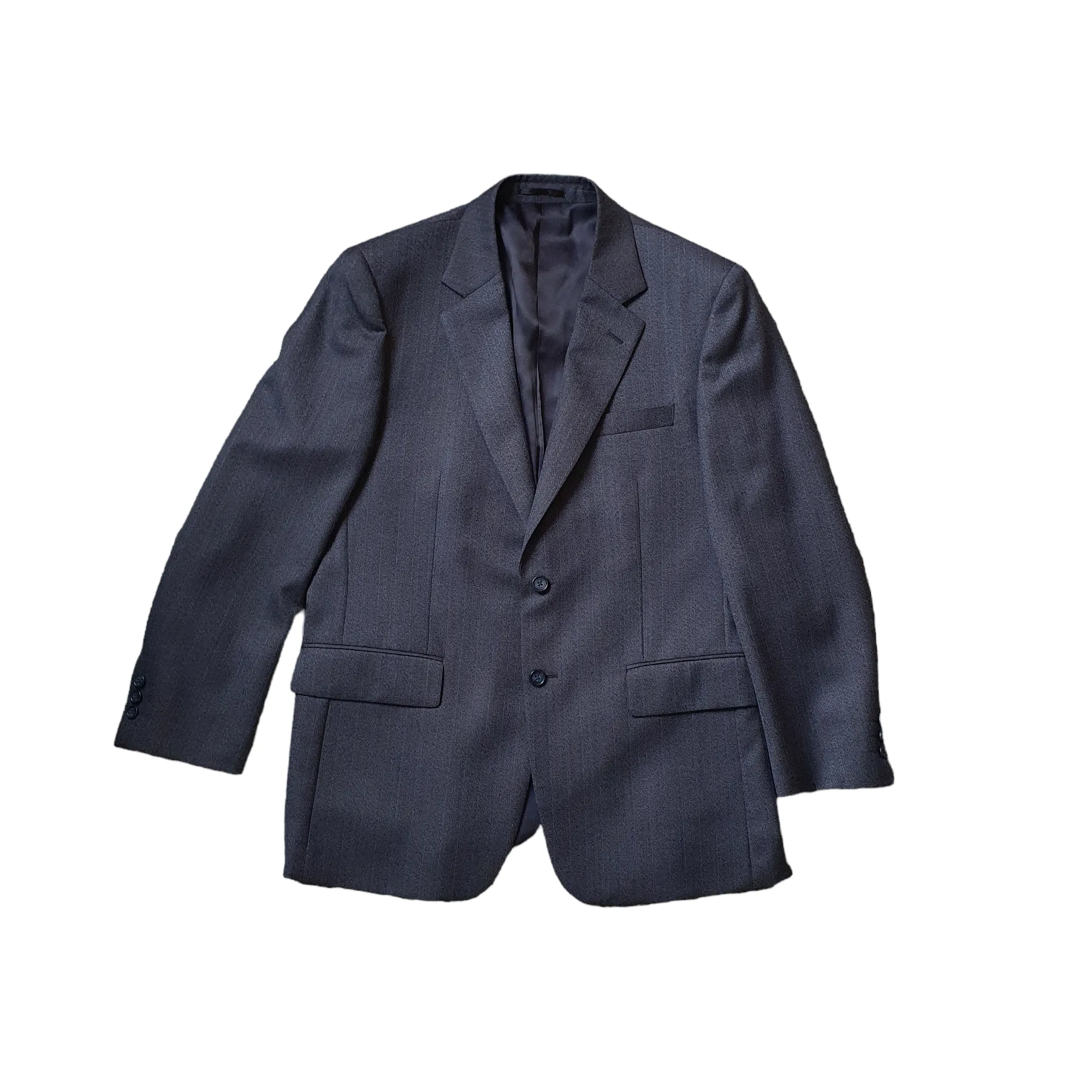 Grey Pinstripe Suit 2 Piece Single Breasted Chest 40" 50% Wool Preloved Brook Taverner Reid & Taylor