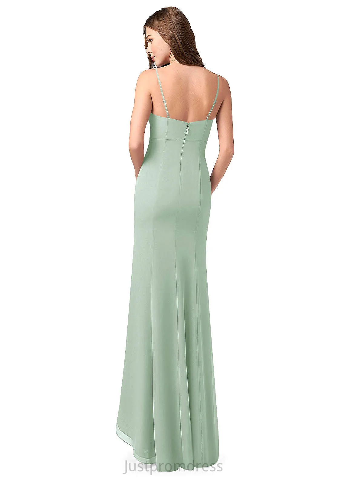 Gwen Natural Waist Sheath/Column Sleeveless Floor Length V-Neck Lace Bridesmaid Dresses