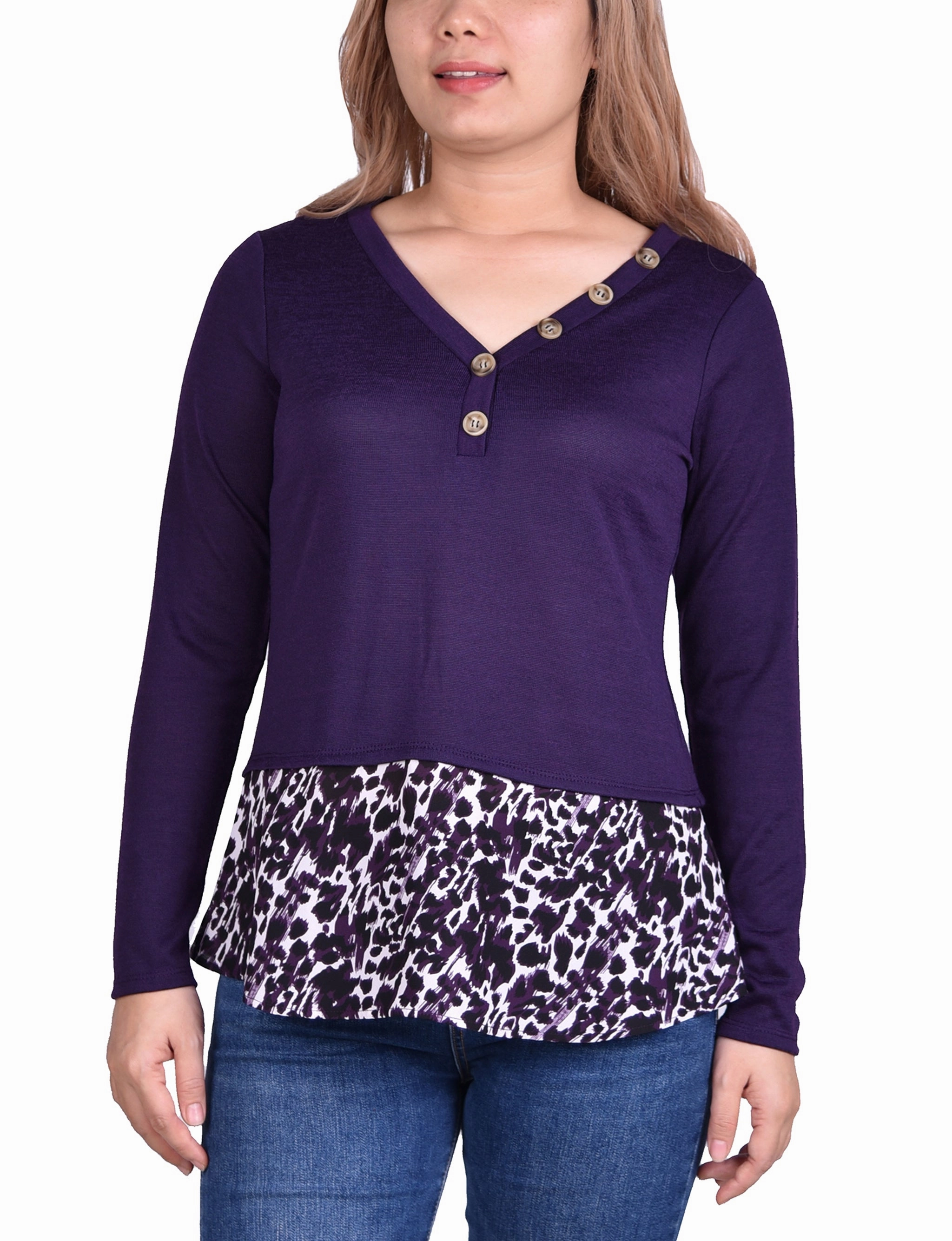 Hacci Top With Printed Hem Inset EcoFriendly Material