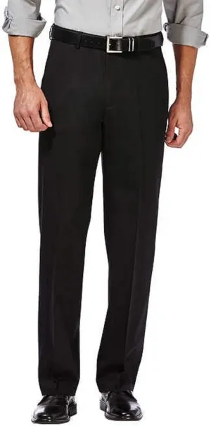 Haggar Men's Non-Iron Twill Pant (36x32, Black)
