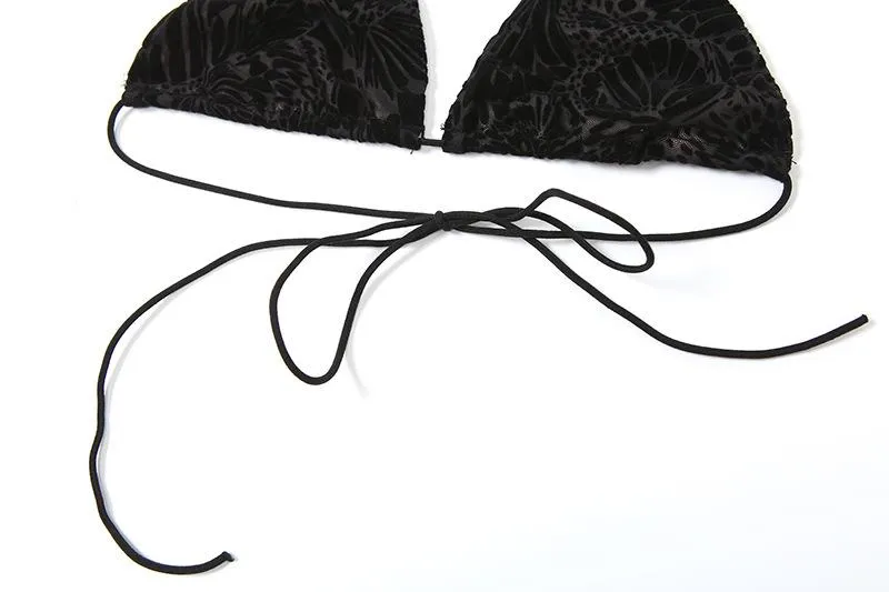 Halter o ring shrug 3 piece mini skirt set