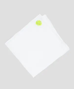 Handmade Italian Linen Pocket Square with Tennis Ball Embroidery
