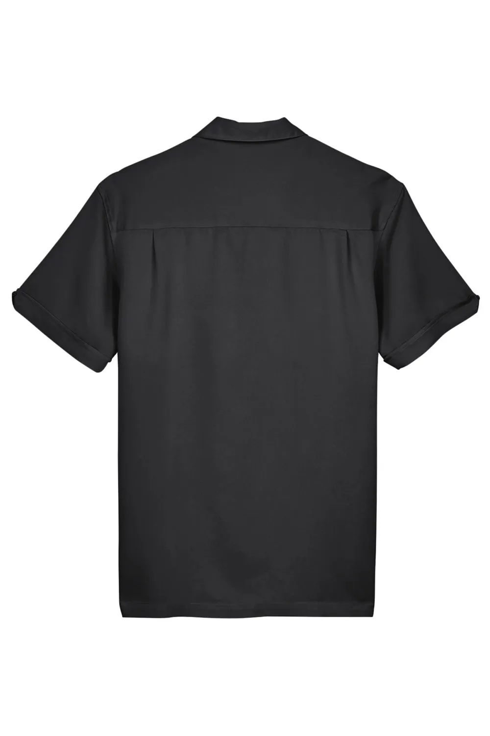 Harriton Mens Bahama Wrinkle Resistant Short Sleeve Button Down Camp Shirt - Black/Cream