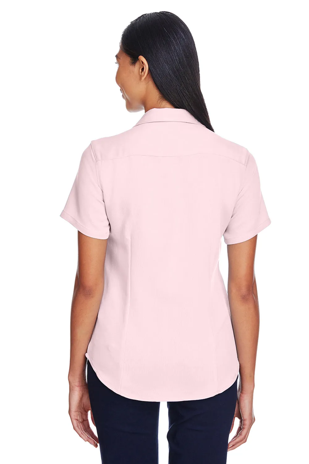 Harriton Womens Bahama Wrinkle Resistant Short Sleeve Button Down Camp Shirt - Blush Pink