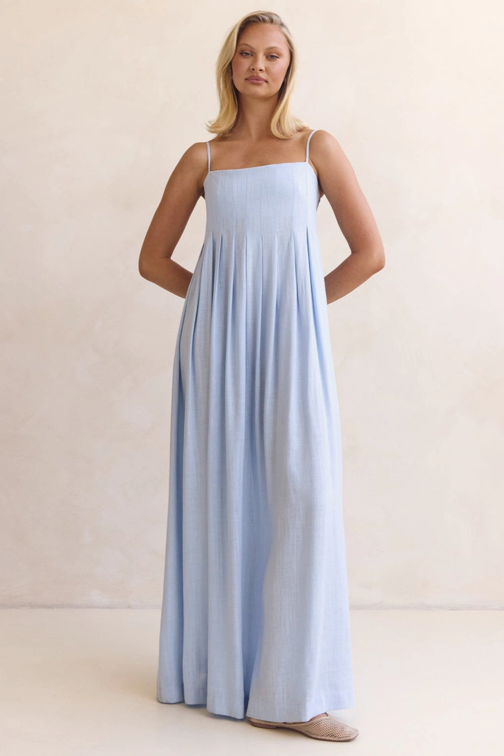 Haven Maxi Dress (Blue) High-Neck
