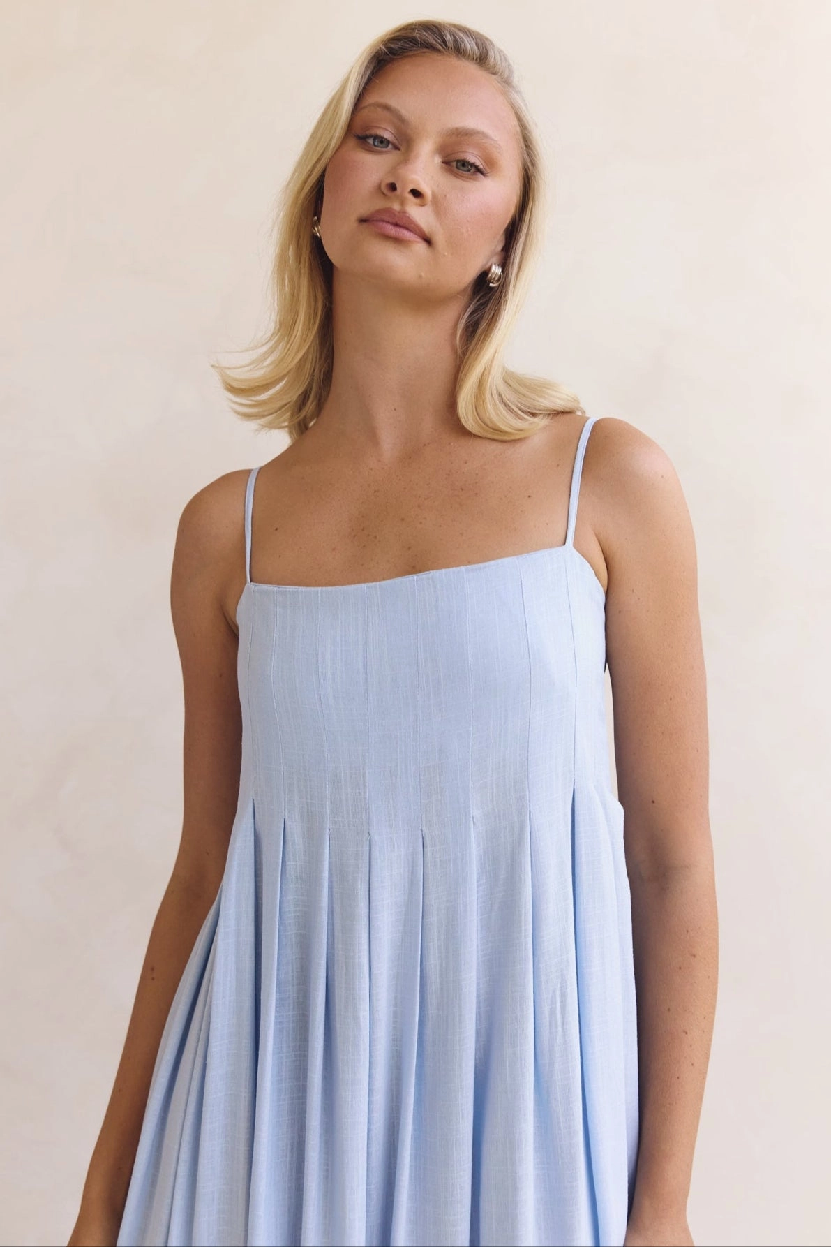 Haven Maxi Dress (Blue) Scalloped-Edge