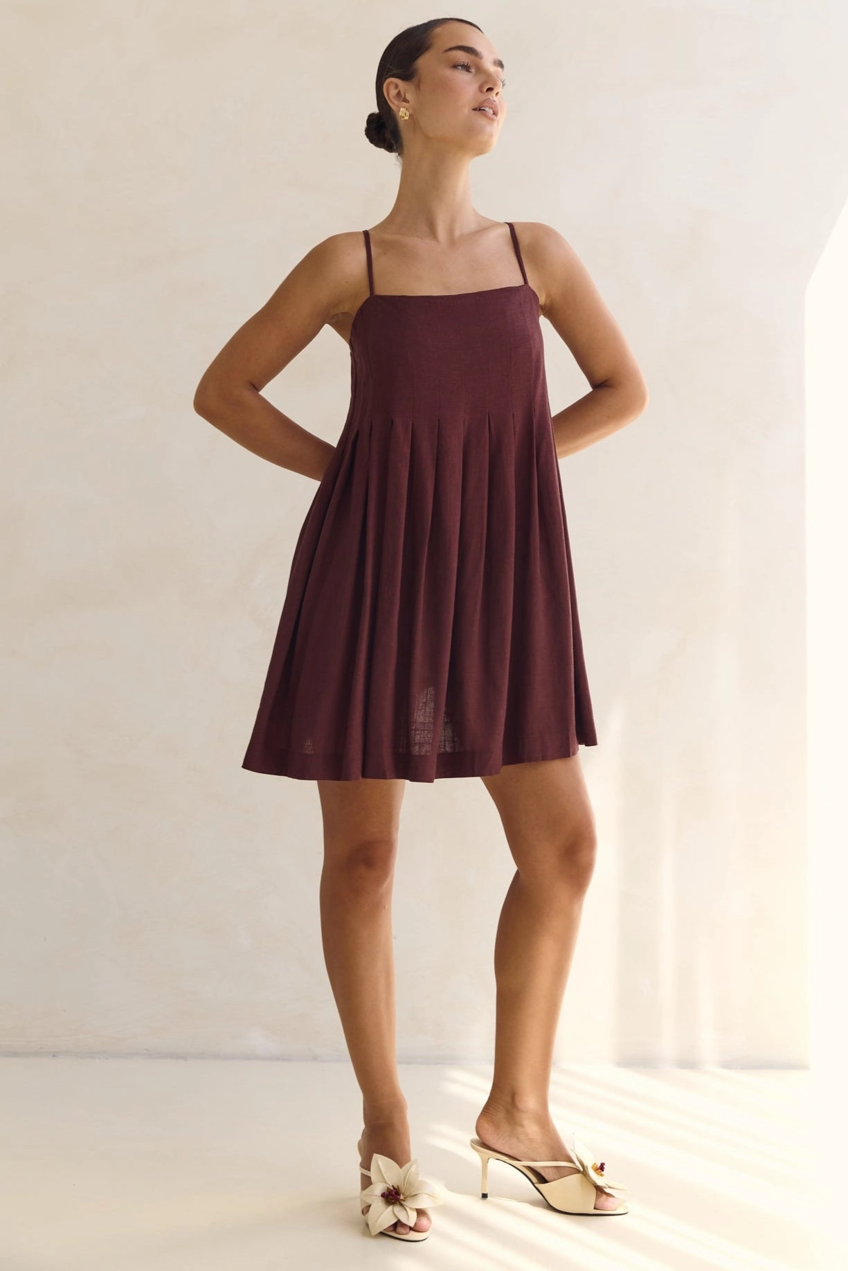 Haven Mini Dress (Chestnut) Side-Pocket