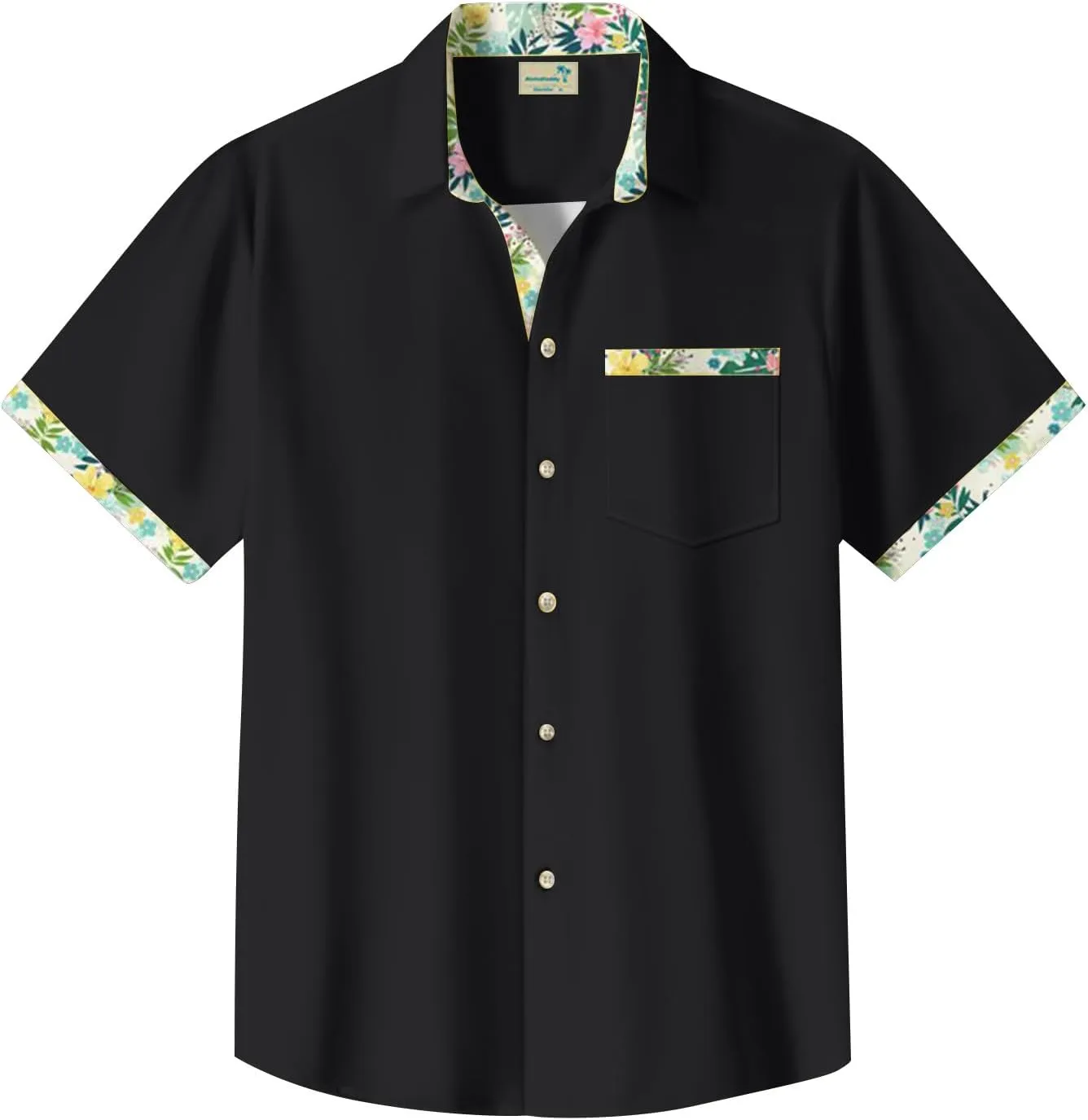Hawaiian Shirt for Men Button Down Short Sleeve Blouse Stretch V Neck Blouses Summer Beach Aloha Shirts with Pocket