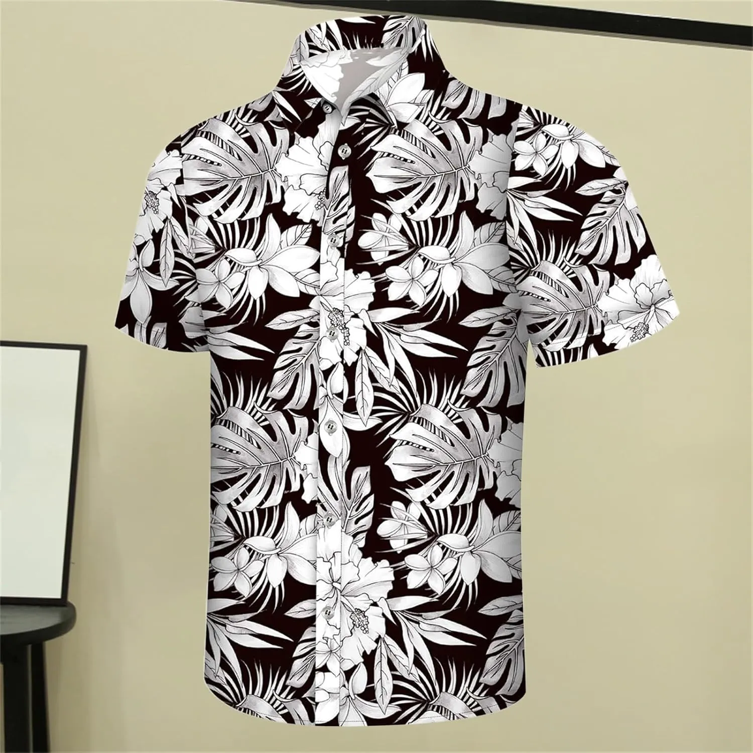 Hawaiian Shirt for Men Button Down Short Sleeve Summer Shirt Loose Fit Floral Printed Beach Travel Hiking Shirts