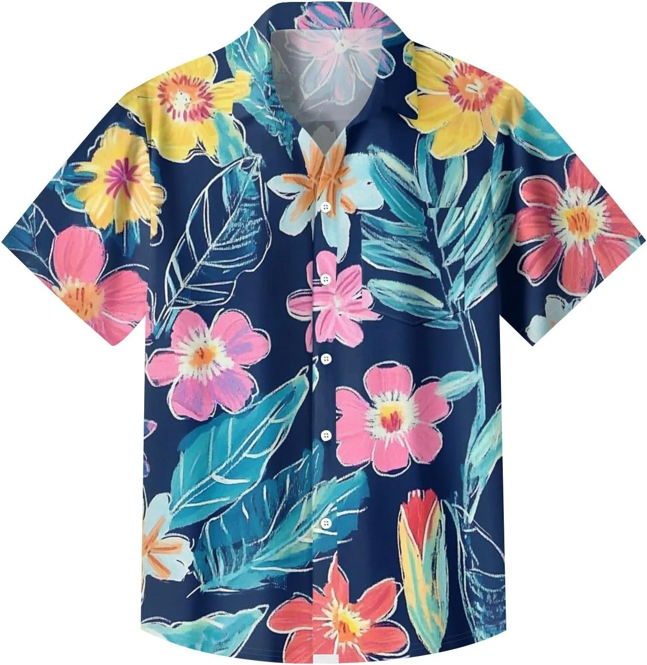 Hawaiian Shirt for Men Casual Cruise Shirt Button Down Vacation Outfits Beach Short Sleeve Tops Summer Aloha Shirts Tees