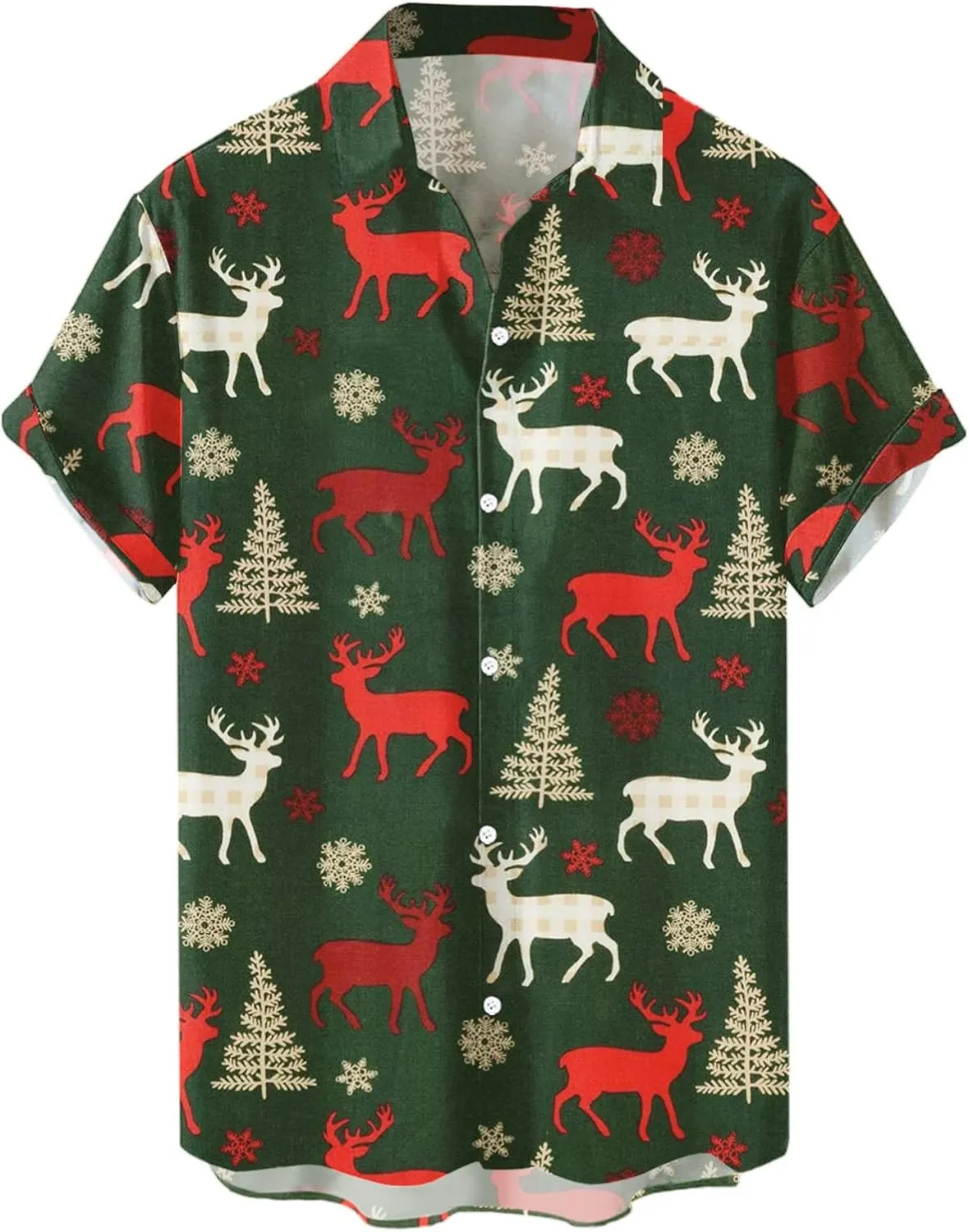 Hawaiian Shirts for Men Christmas Bowling Shirt Short Sleeve Print Regular Fit Summer Beach Casual Button Down Shirt
