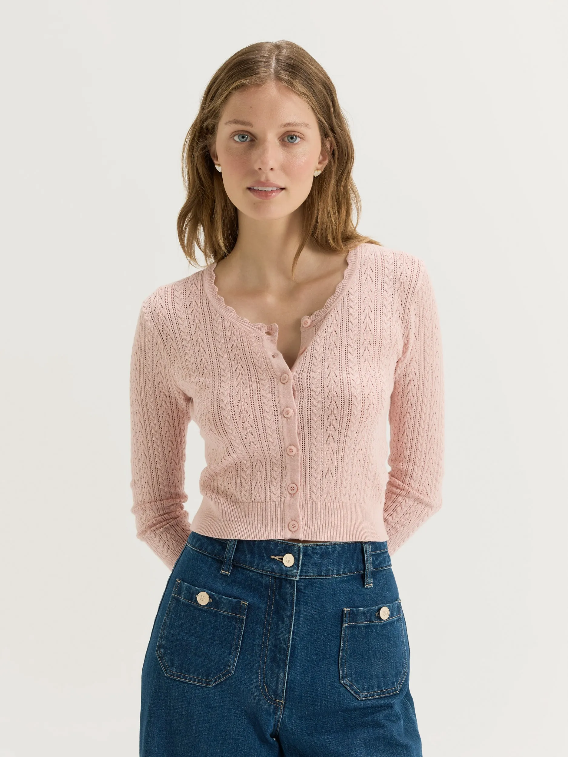 Knit Reinforced Edges Hazel 3/4 Sleeve Cardigan