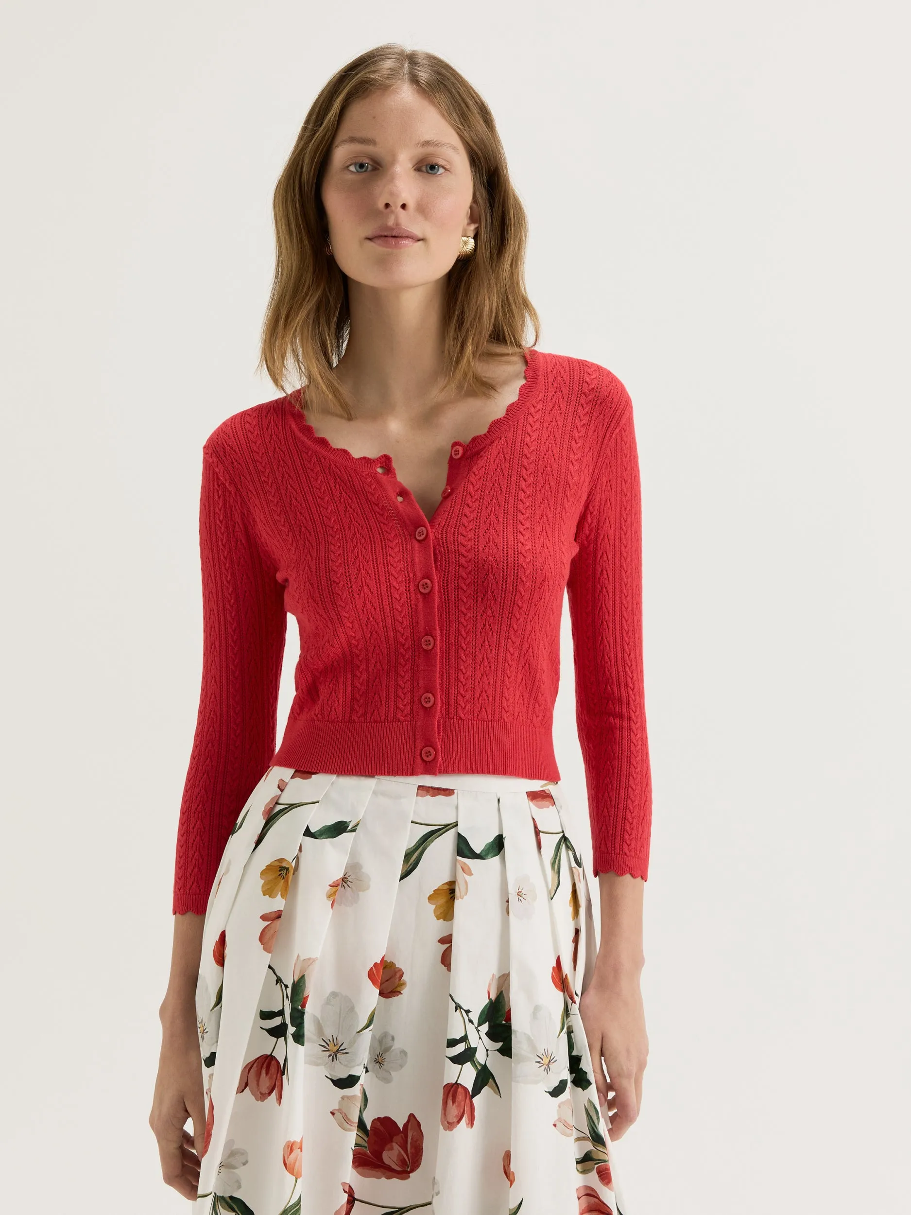 Hazel 3/4 Sleeve Cardigan Easy Fit Smooth Seam