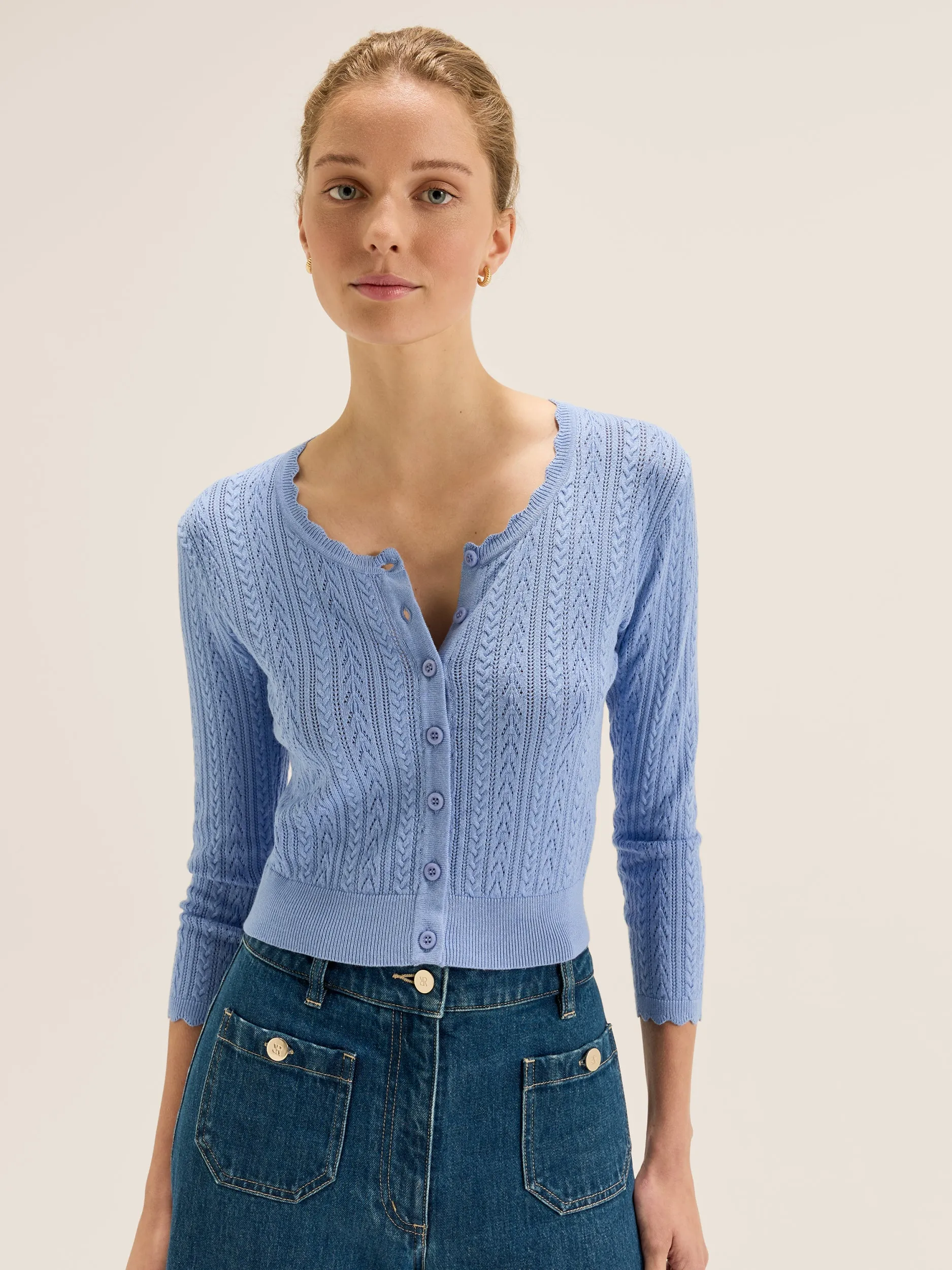 Hazel 3/4 Sleeve Cardigan QuickDry Fibers Odor Resistant Blend