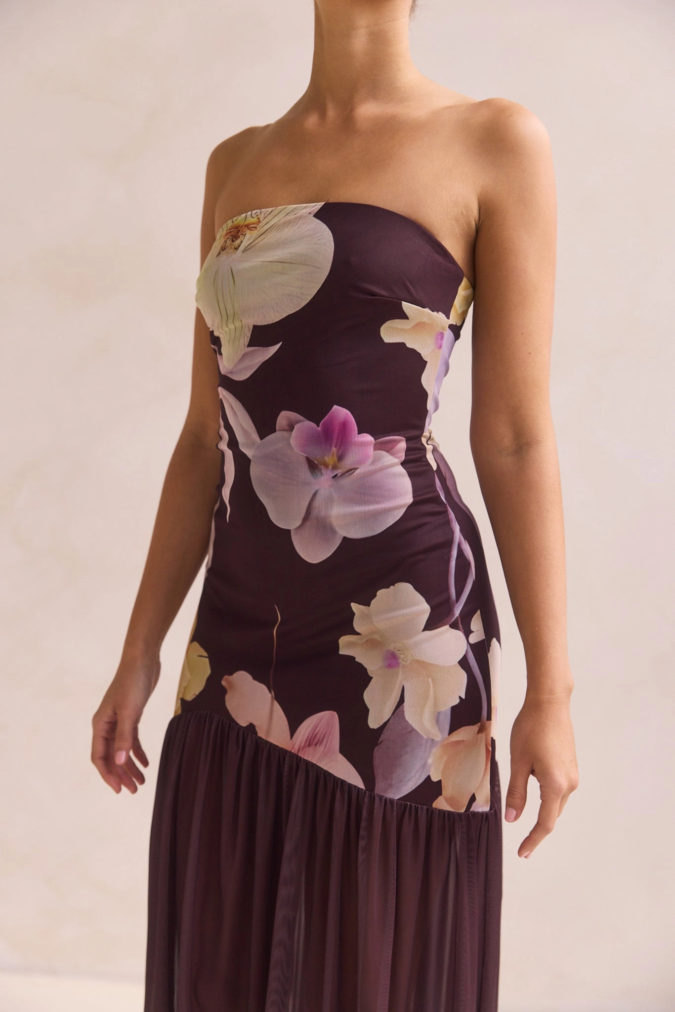 Hazel Maxi Dress (Chocolate) Dance Night Flattering Silhouette