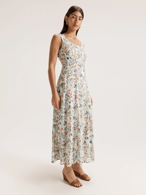 Flattering Style Long Sleeve Hazy Floral Panelled Dress