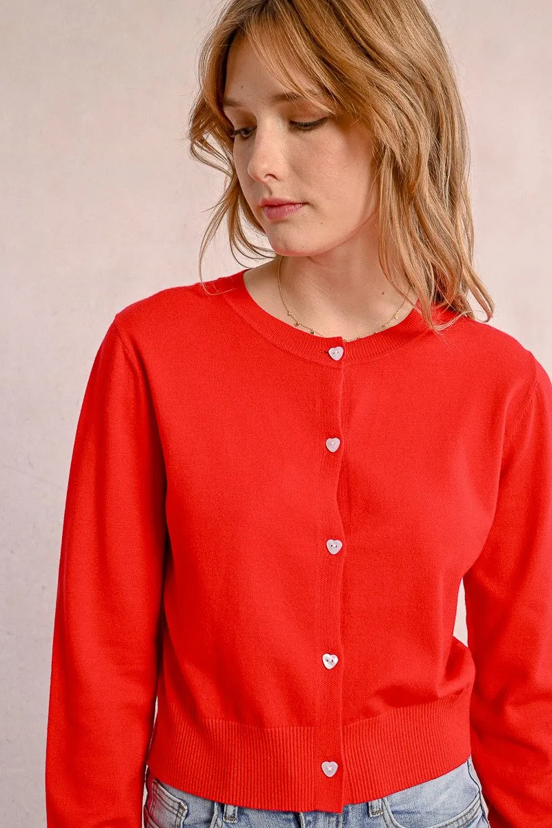 Heart Button Cardigan Polished Feel