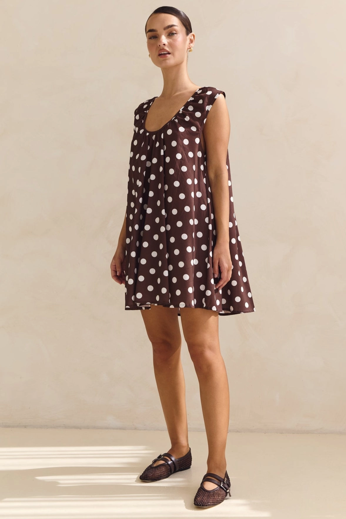Bold Cut Street Mood Helena Mini Dress (Chocolate Polka Dot)