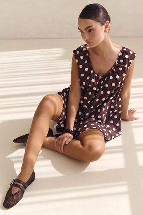 Helena Mini Dress (Chocolate Polka Dot) Timeless Touch
