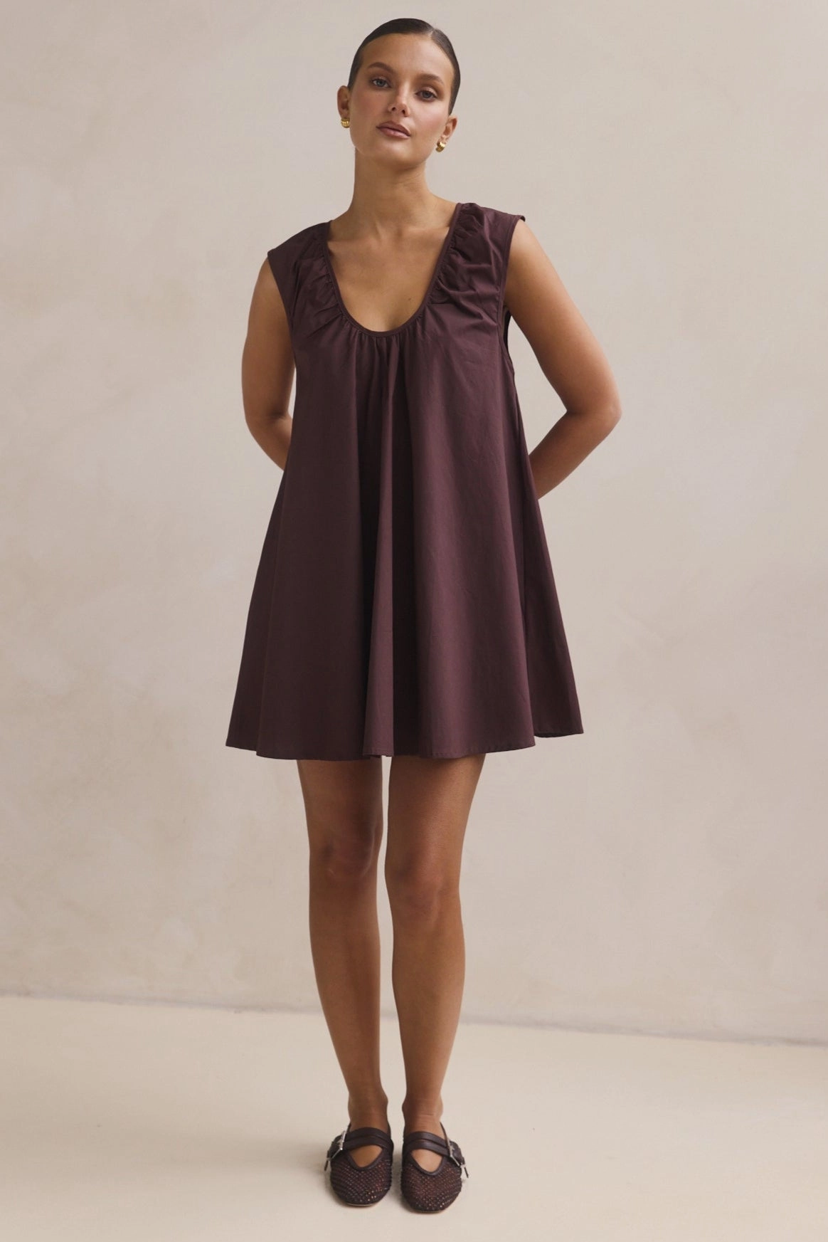 soft elegance Runway-Ready Helena Mini Dress (Chocolate)