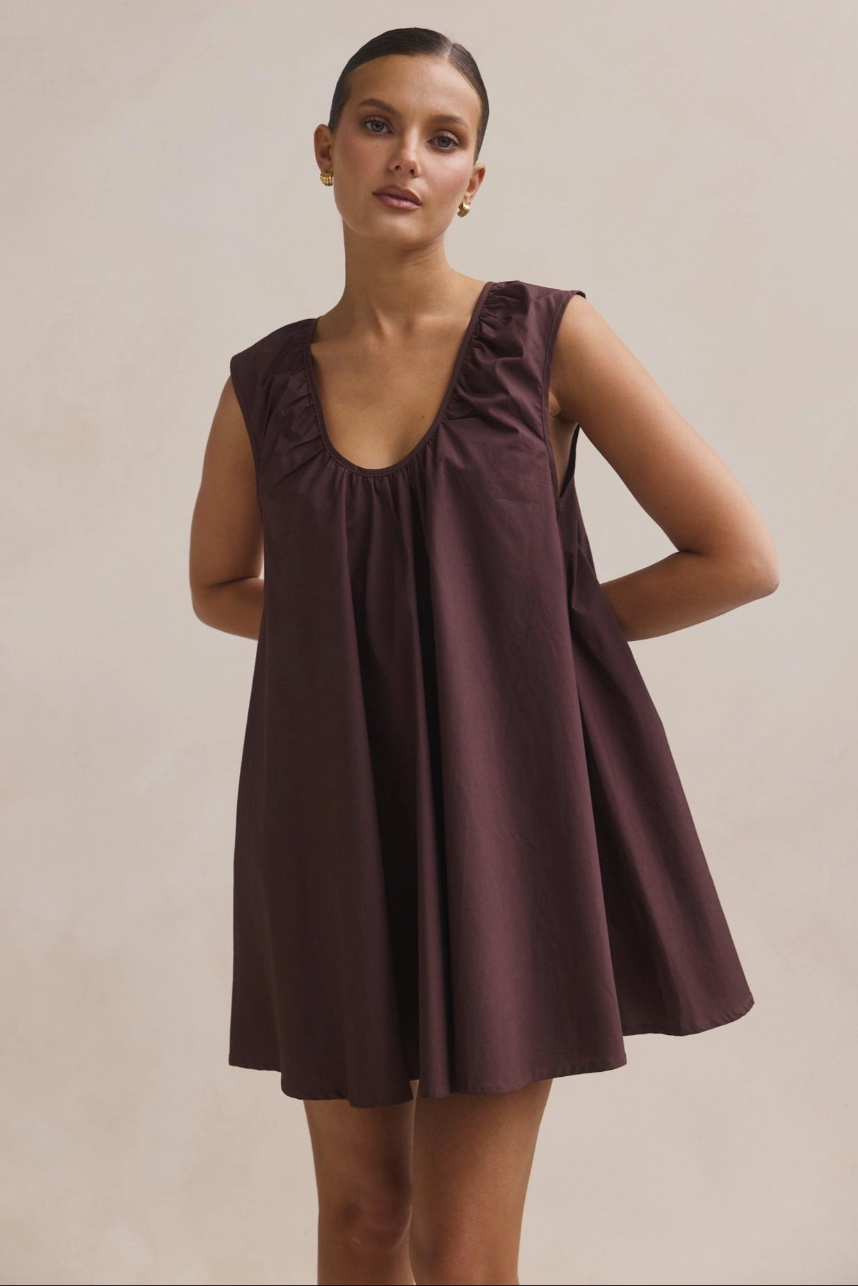 City Style Helena Mini Dress (Chocolate)