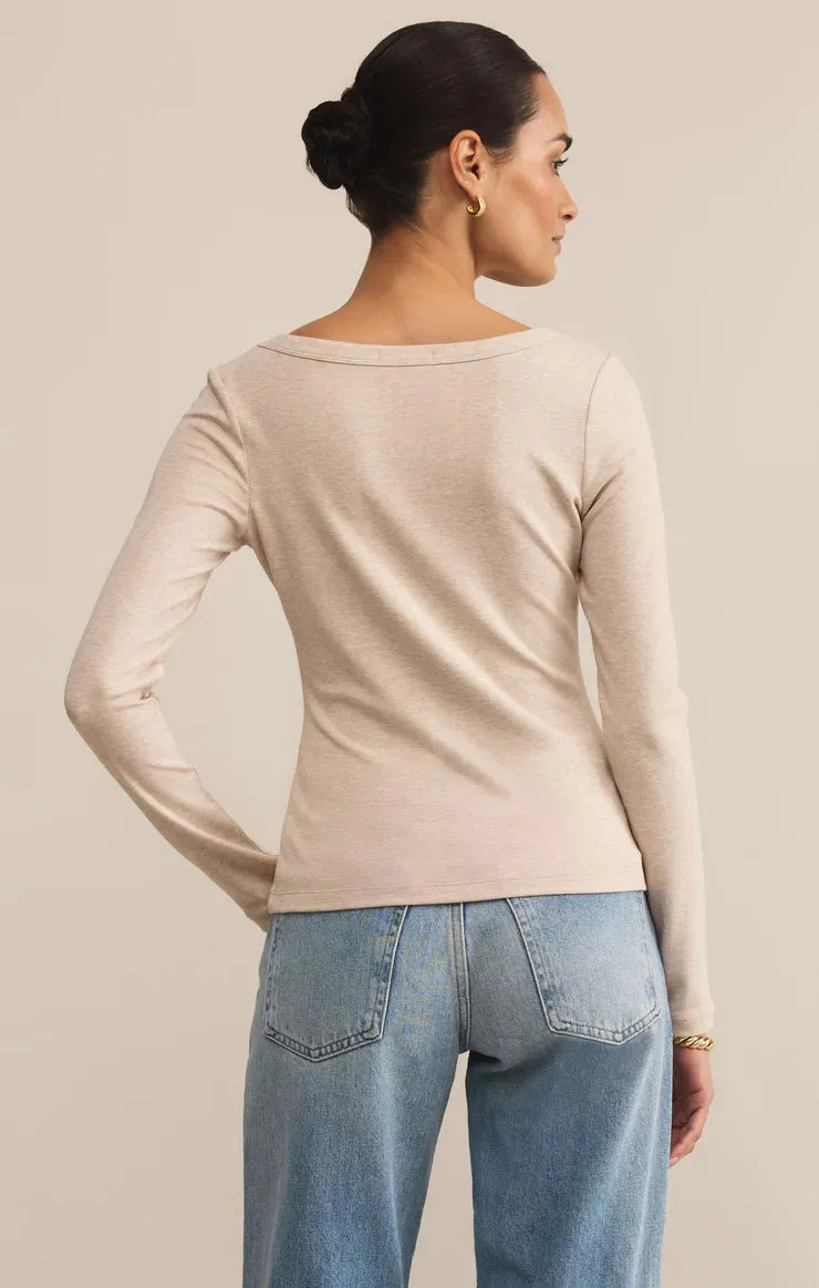 Second Skin Scoop Neck Top Ribbed collar