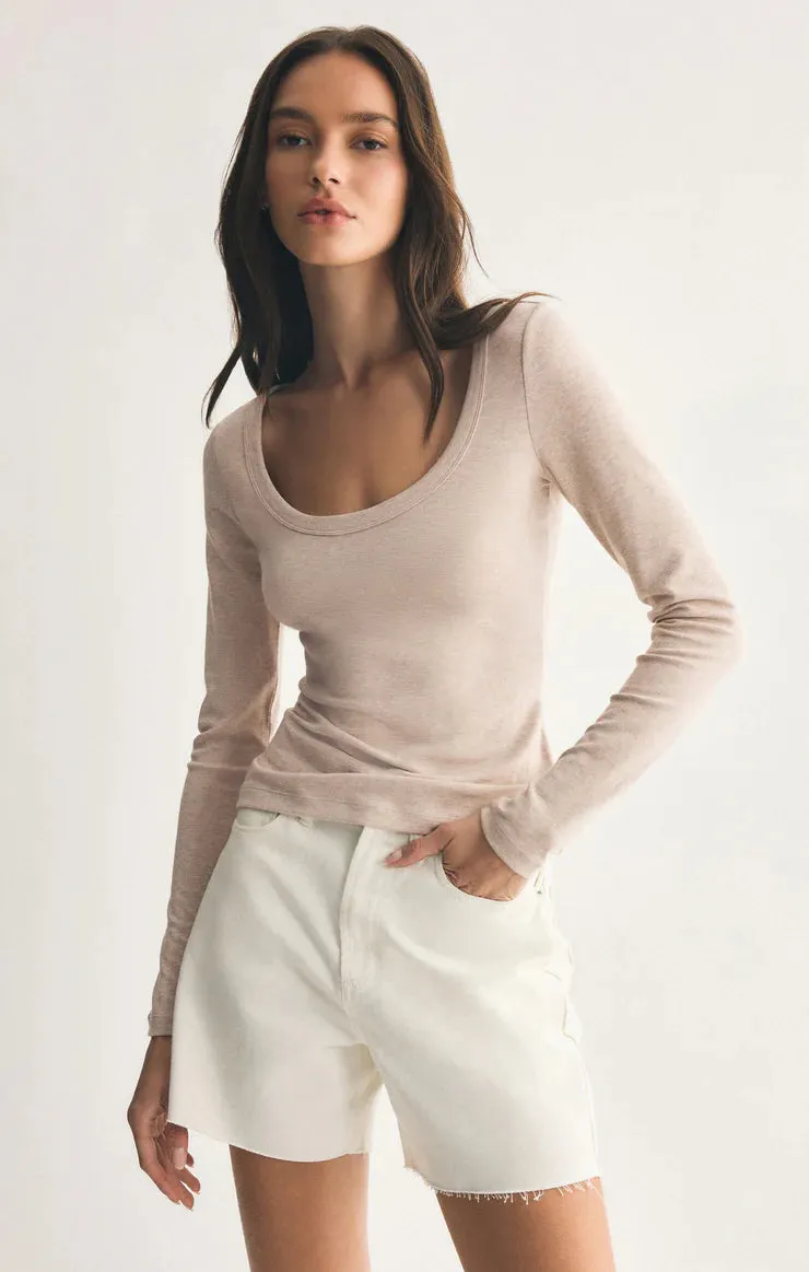 Second Skin Scoop Neck Top Mesh Panel Details Machine Washable Fabric