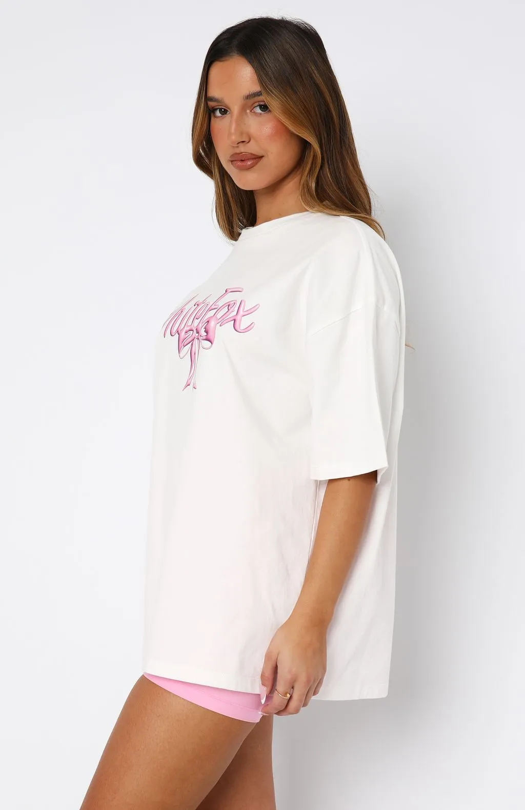 Protecting What's Mine Oversized Tee White Double Layered Hem
