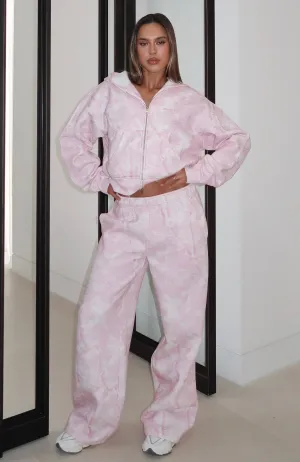 StretchRecovery Yarn Basic Style Hiding Away Wide Leg Sweatpants Pink Camo