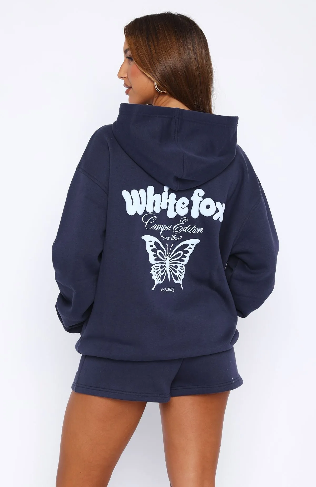 High Above Oversized Hoodie Navy Mood Booster MoistureWicking Fabric