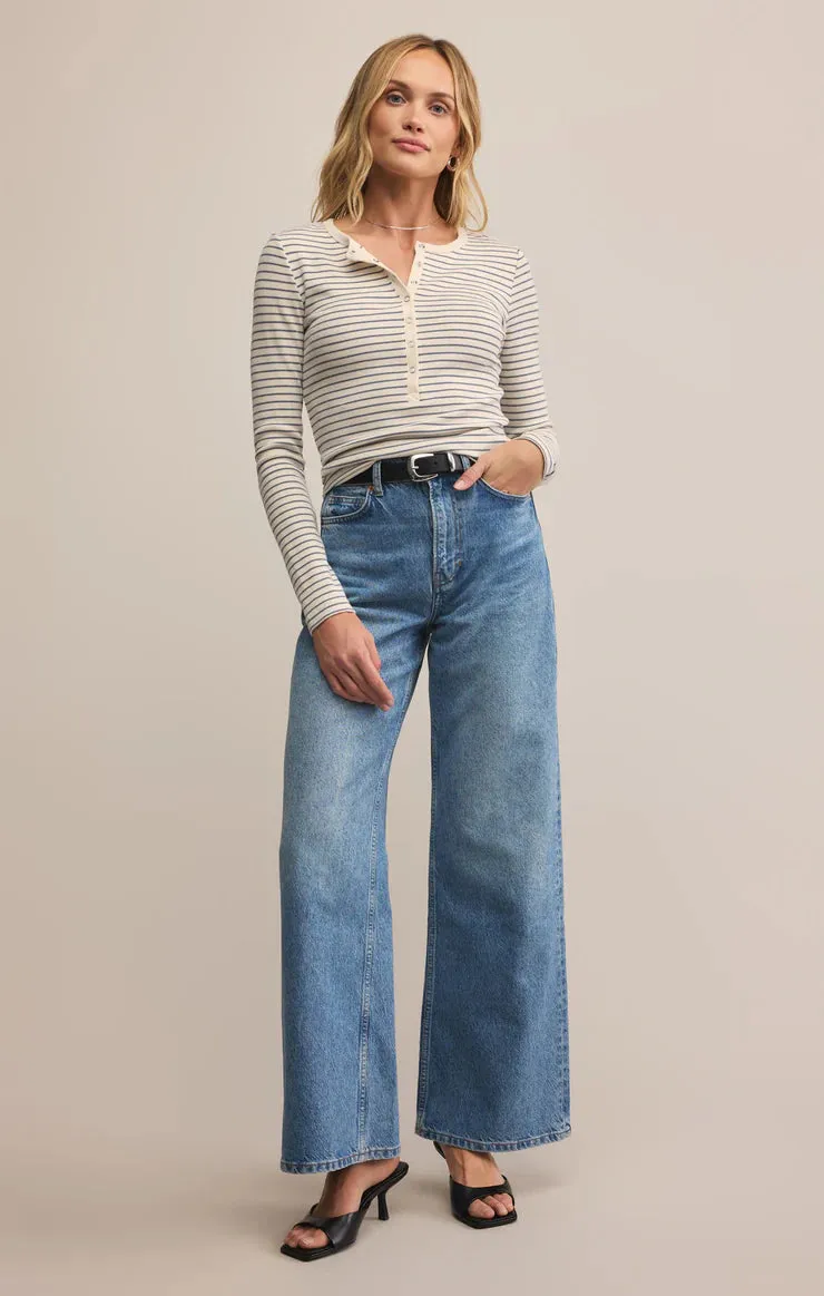 Stella Stripe Henley Tee WaterResistant StretchComfort