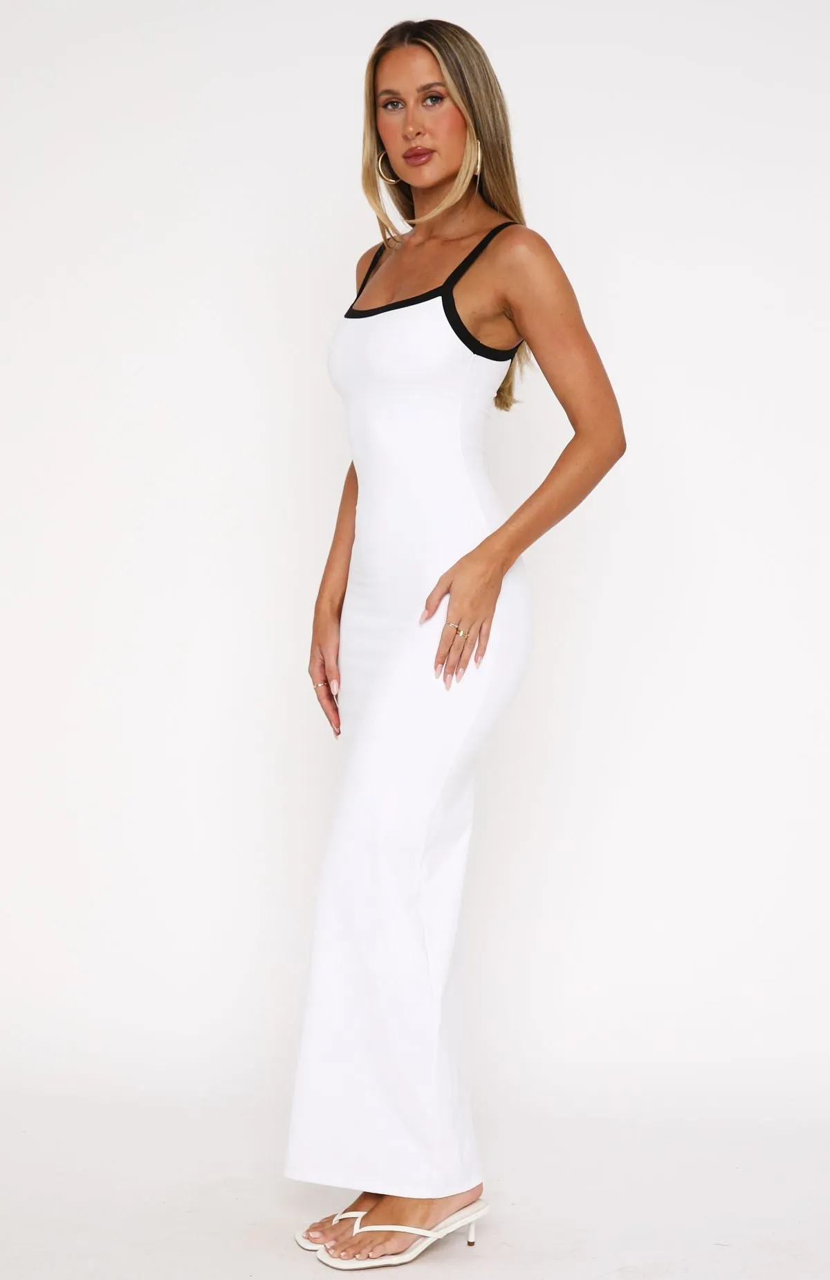 Just Stay Calm Maxi Dress White Simple Pullover