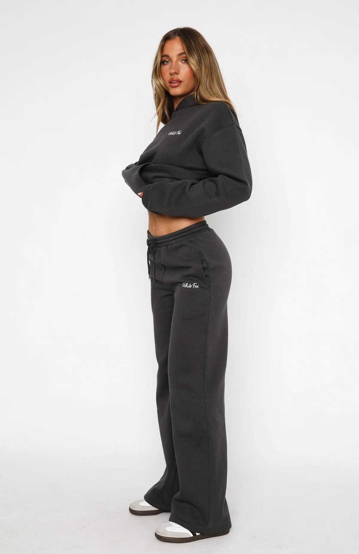 UVProtective Layer Match Your Words Wide Leg Sweatpants Charcoal