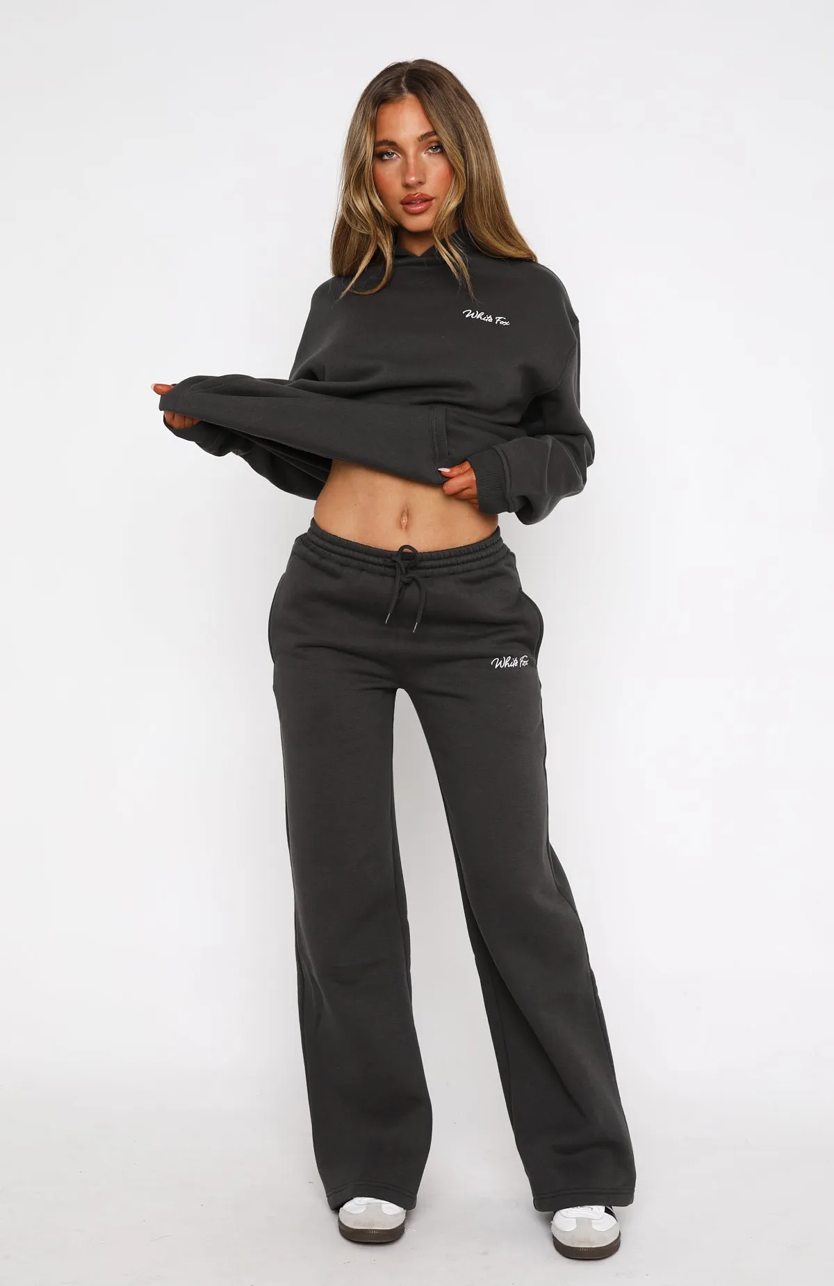 Classic Layer Match Your Words Wide Leg Sweatpants Charcoal