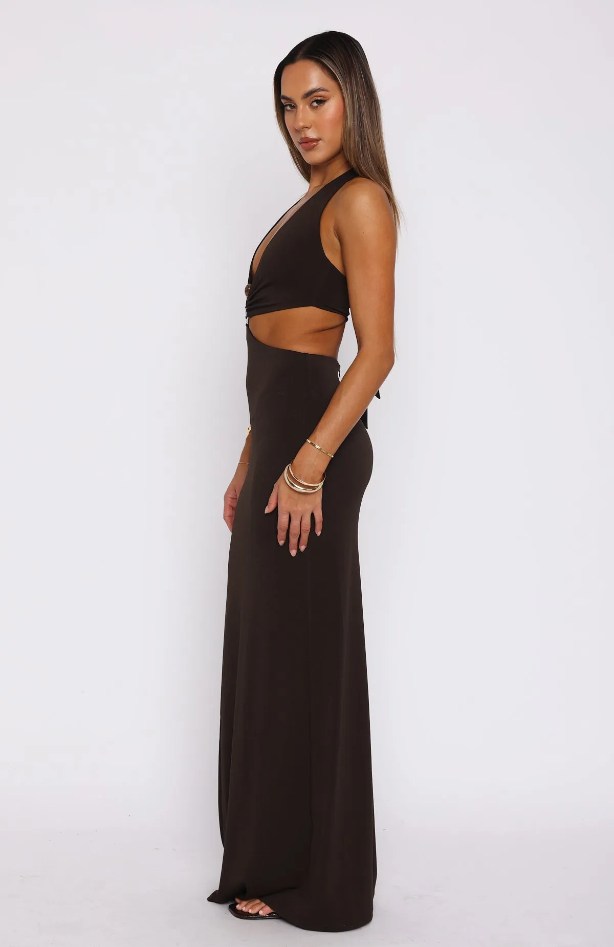 HighNeckline Haven't Met You Maxi Dress Chocolate