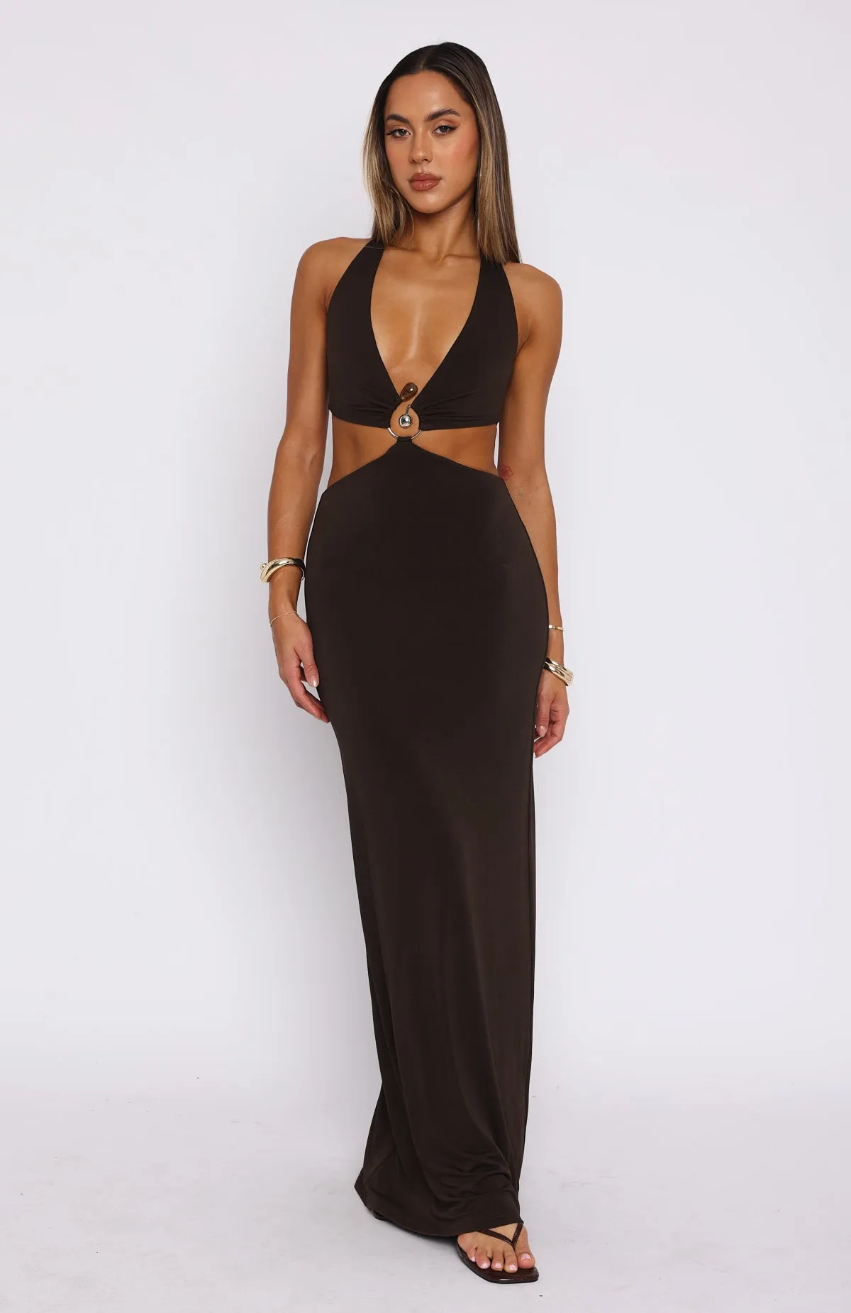 Versatile Layering Cut Haven't Met You Maxi Dress Chocolate
