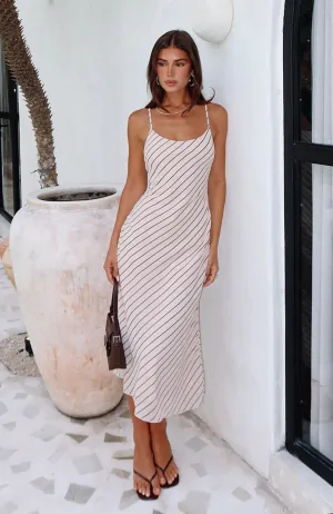 Modular Layering System Wear Resistant Fabric You Love Me Midi Dress Oat/Choc Stripe