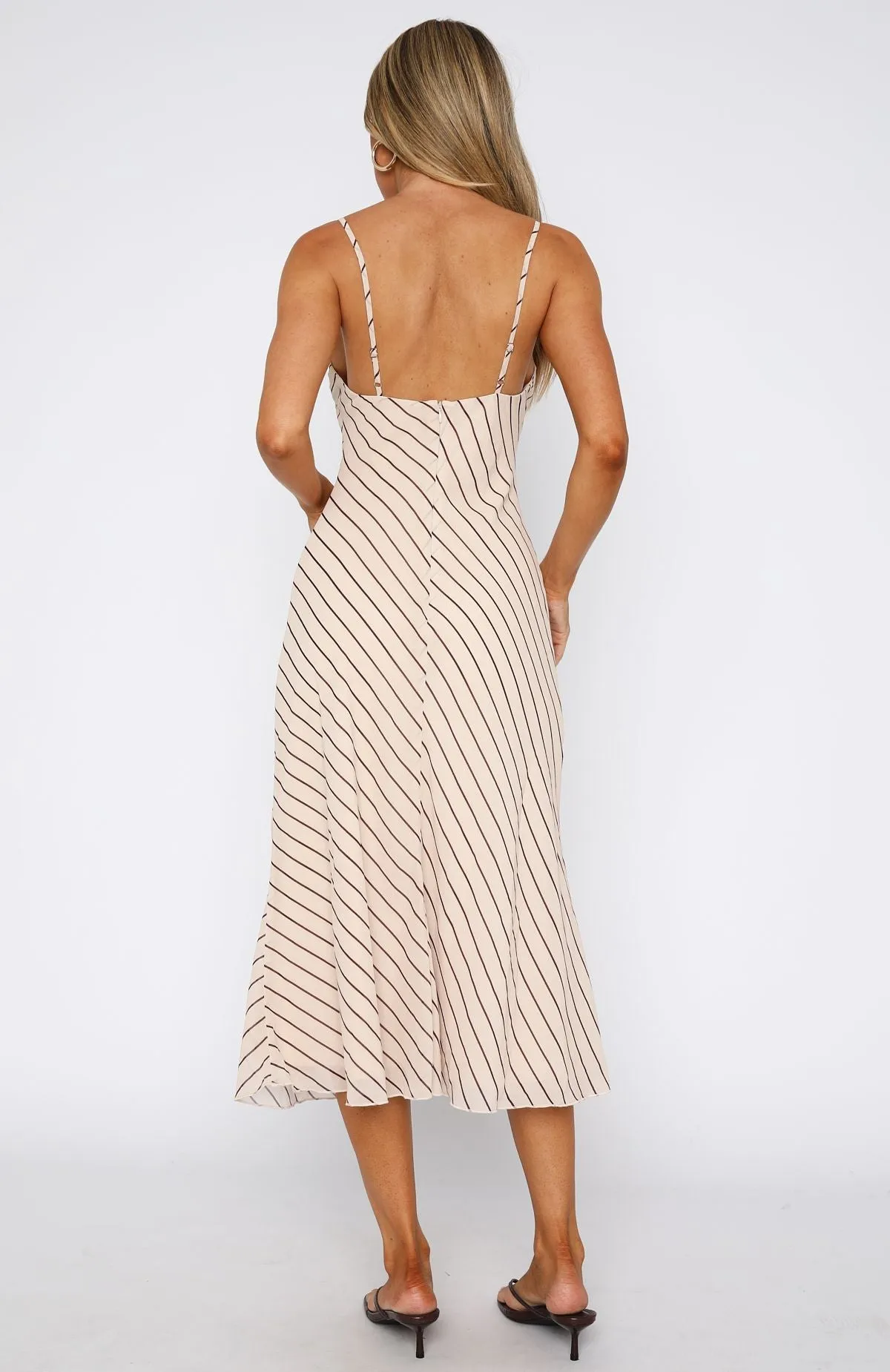 NonIrritatingStitching You Love Me Midi Dress Oat/Choc Stripe