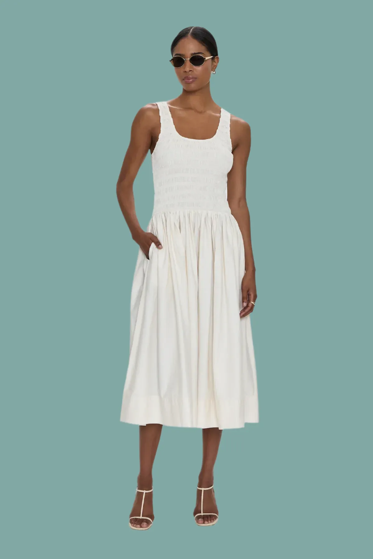 Alessia Smocked Drop Waist Dress NoiseFreeFabric Poised Vibe