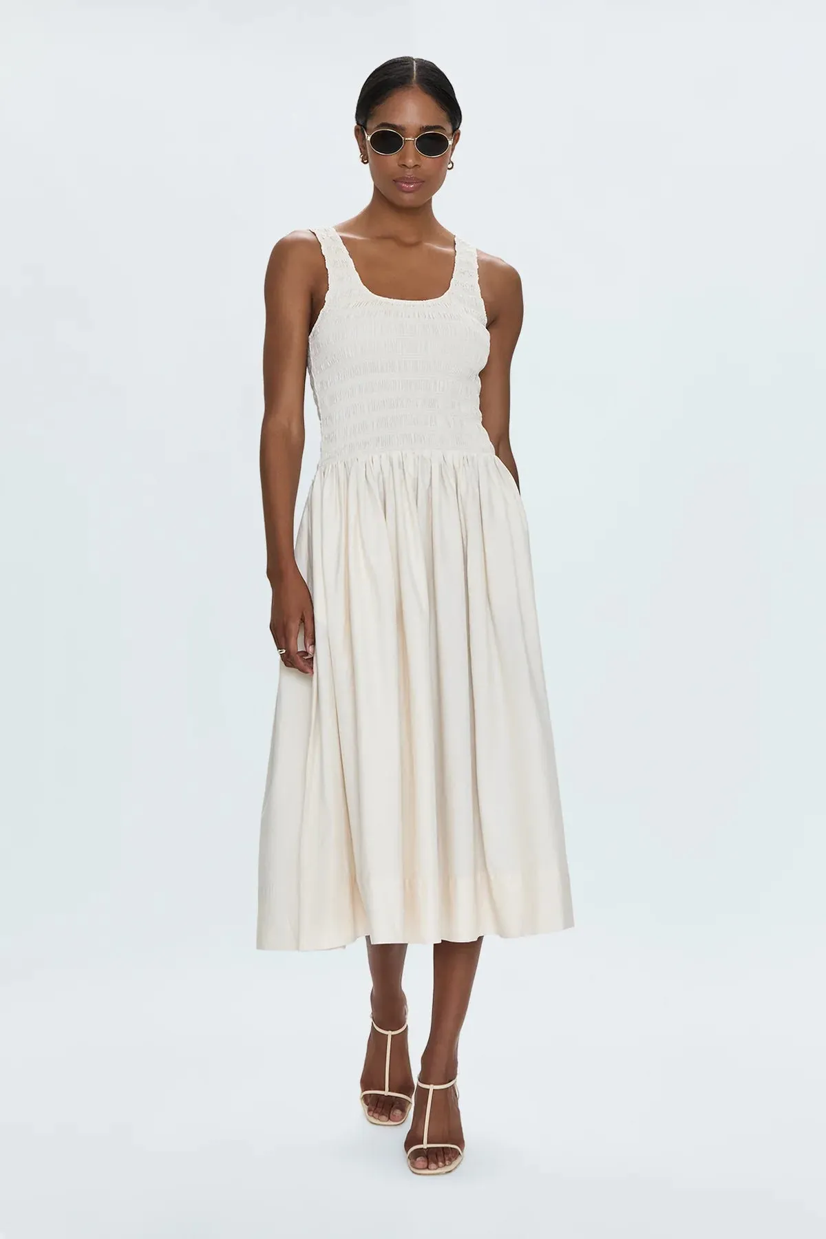 Smooth Texture Alessia Smocked Drop Waist Dress