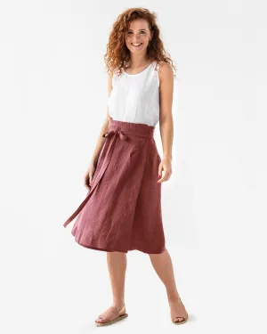 High-waist linen wrap skirt SEVILLE in Various colors