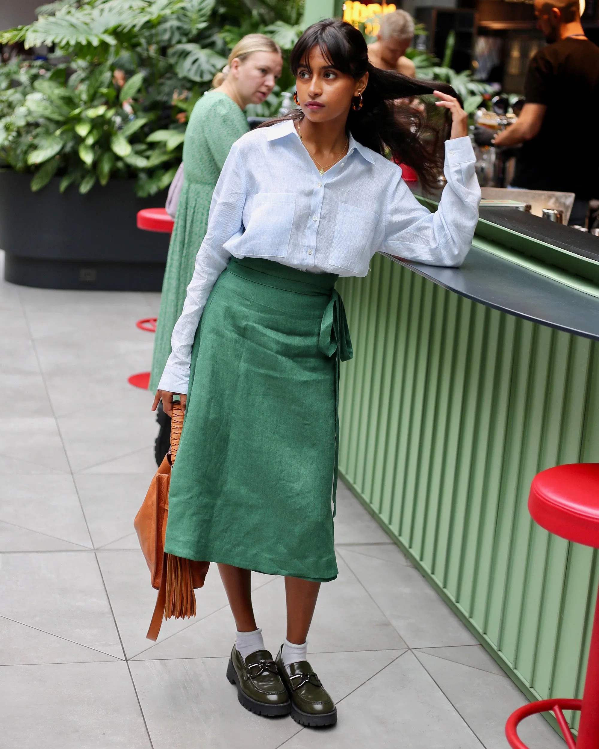 High-waist linen wrap skirt SEVILLE in Various colors