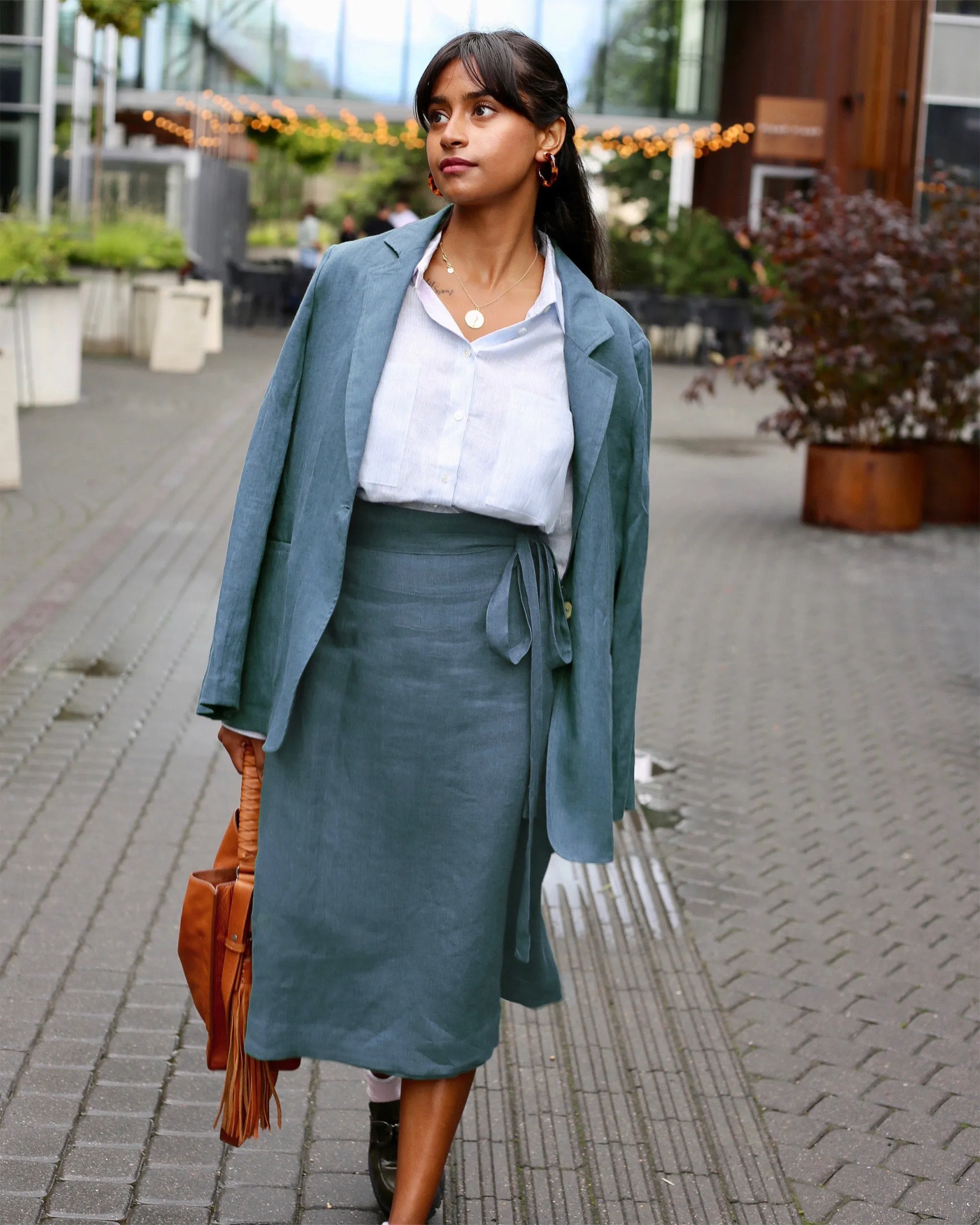 High-waist linen wrap skirt SEVILLE in Various colors