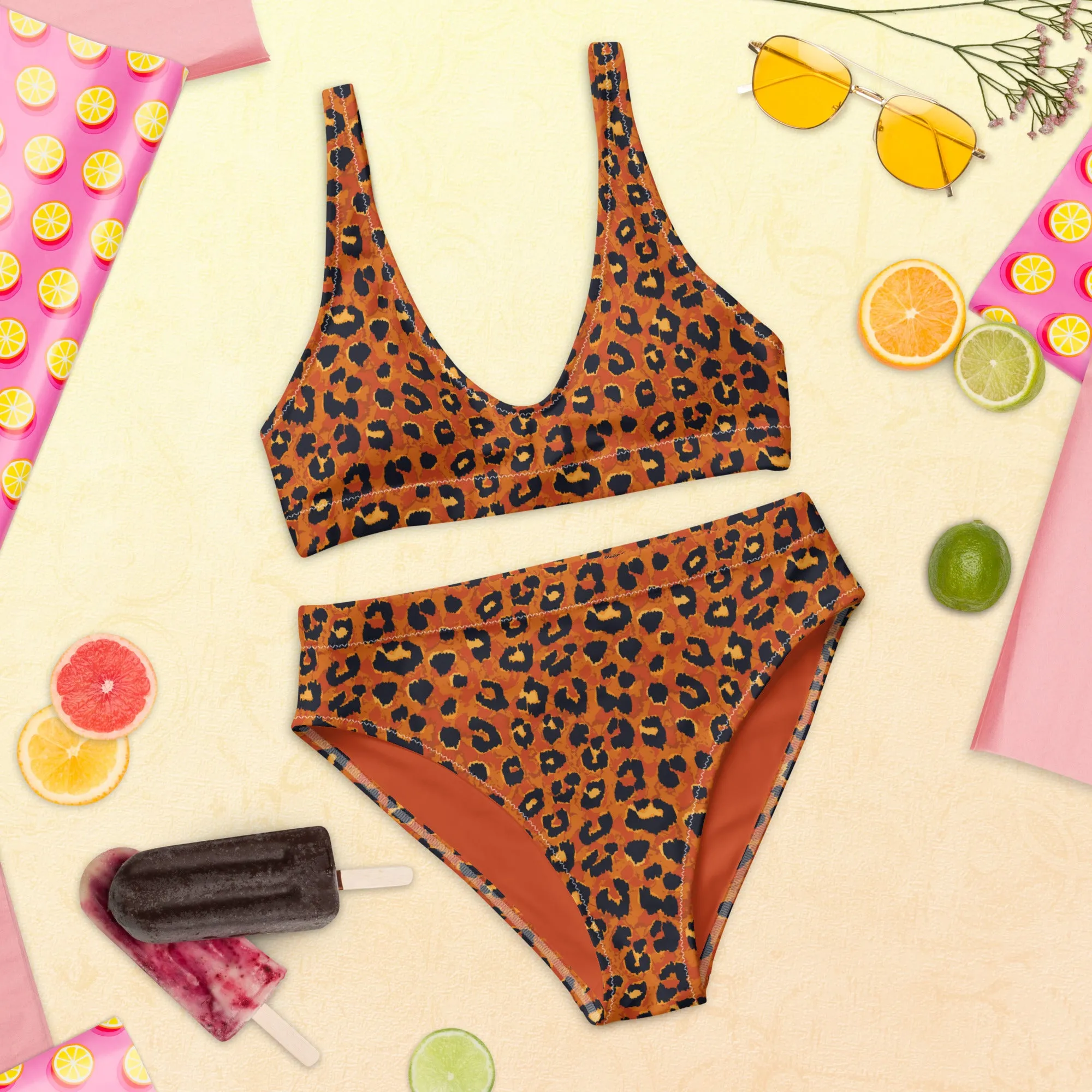 High Waisted Bikini Womens (Glamourange Luxury Bikini High Waisted - 002 Patterns Model)