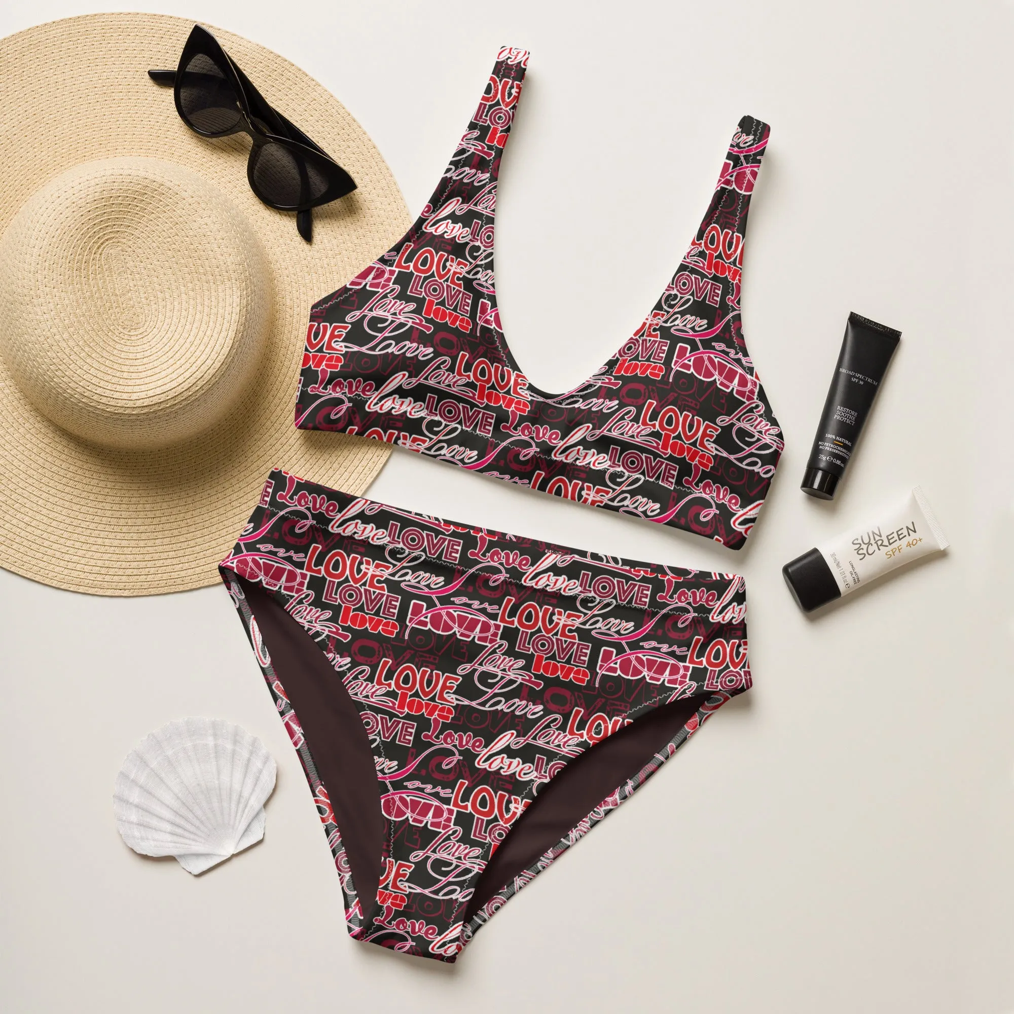 High Waisted Bikini Womens (Glamourange Luxury Bikini High Waisted - 0035 Patterns Model)